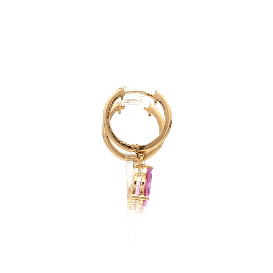 Pink Sapphire Pear Prong Set Mini Earrings - qivii