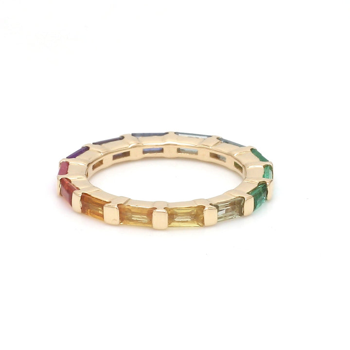 Rainbow Gemstone Bar Set Ring - qivii