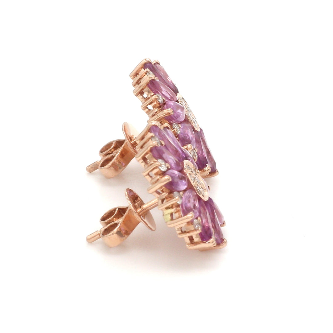 Pink Sapphire Marquise Flower Studs - qivii