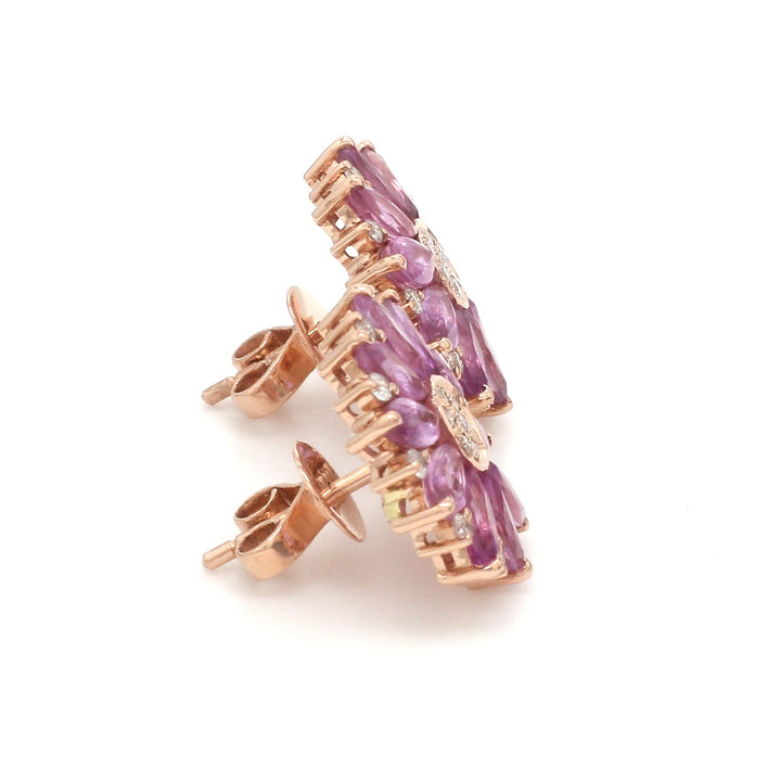 Pink Sapphire Marquise Flower Studs - qivii