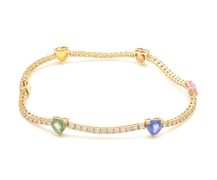 Rainbow Sapphire Heart Diamond Bracelet - qivii