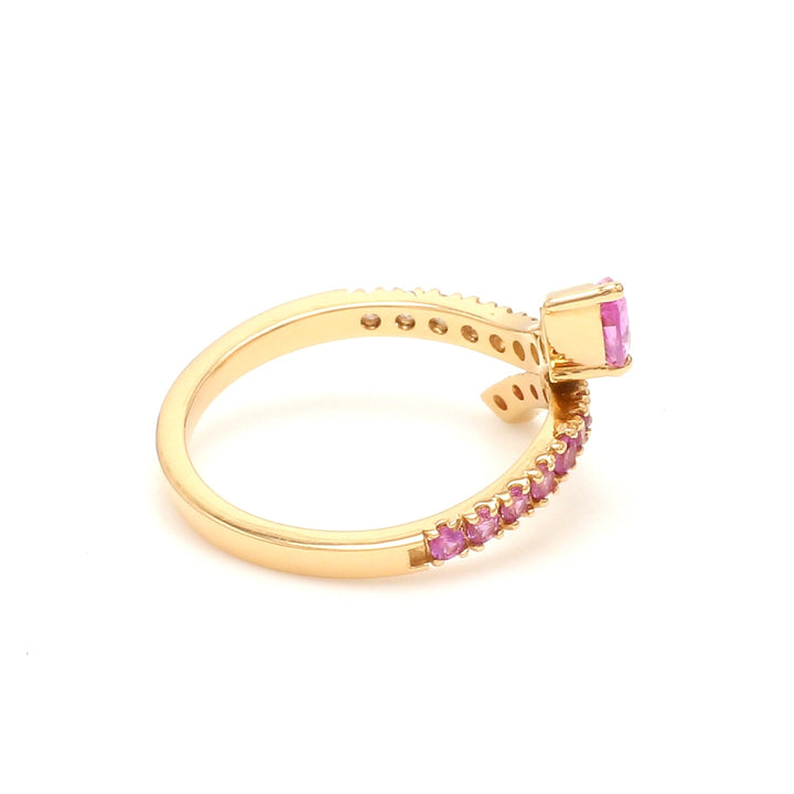 Pink Sapphire Pear Diamond Bypass Ring - qivii