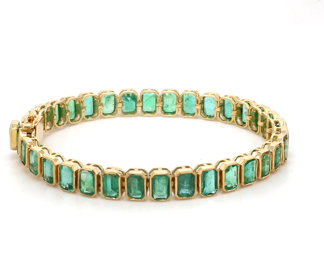 Emerald Octagon Bezel Set Bracelet (Small) - qivii
