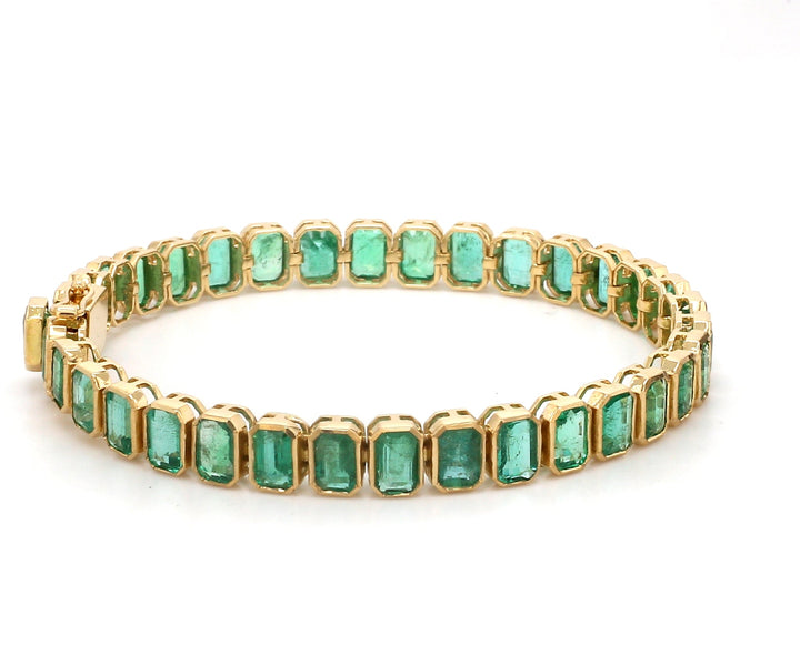 Emerald Octagon Bezel Set Bracelet (Small) - qivii