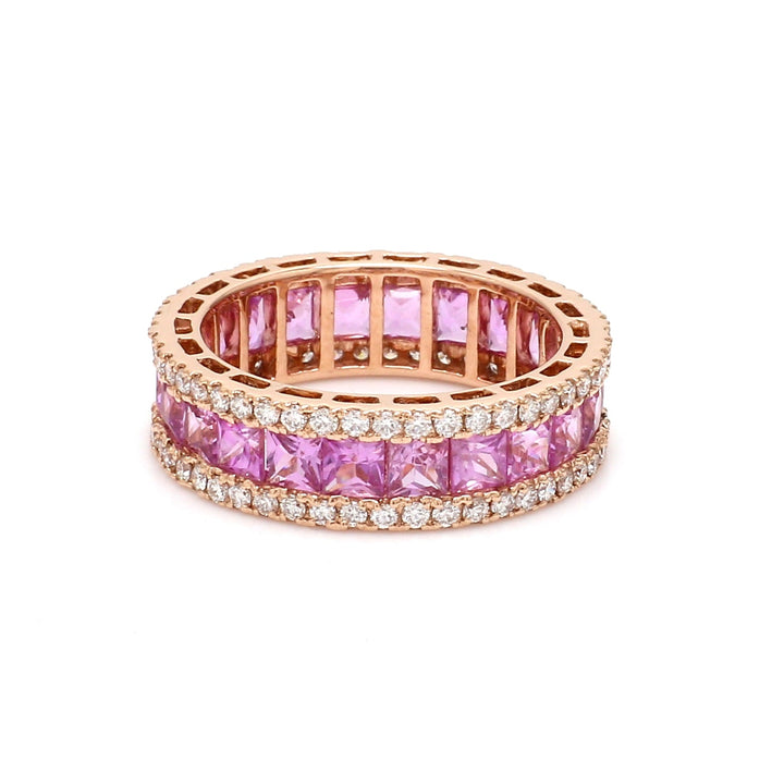 Pink Sapphire Princess Cut Diamond Ring - qivii