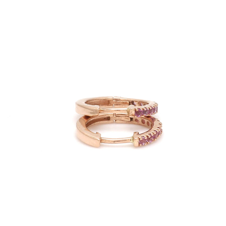 Pink Sapphire Mini Hoops - qivii