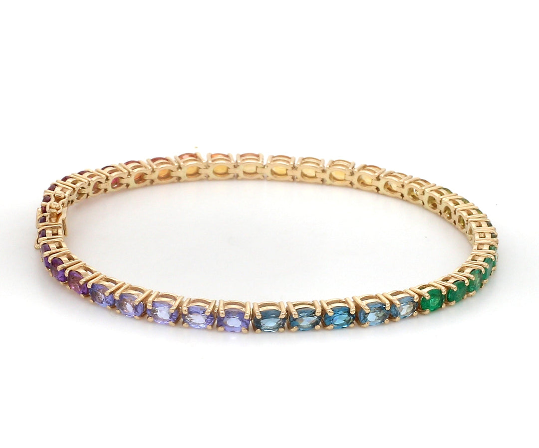 Rainbow Gemstone Oval Tennis Bracelet - qivii