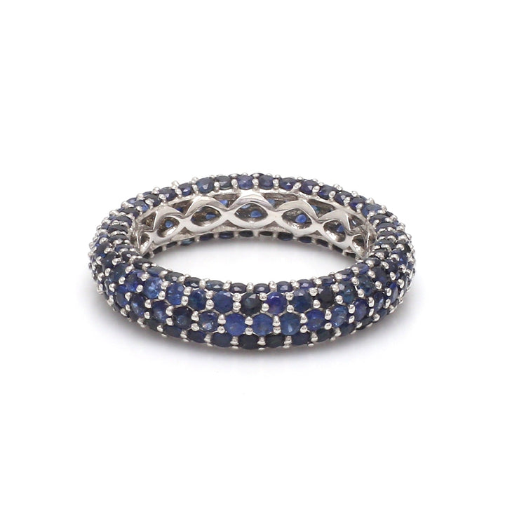 Blue Sapphire Pave Set Inside Out Ring - qivii