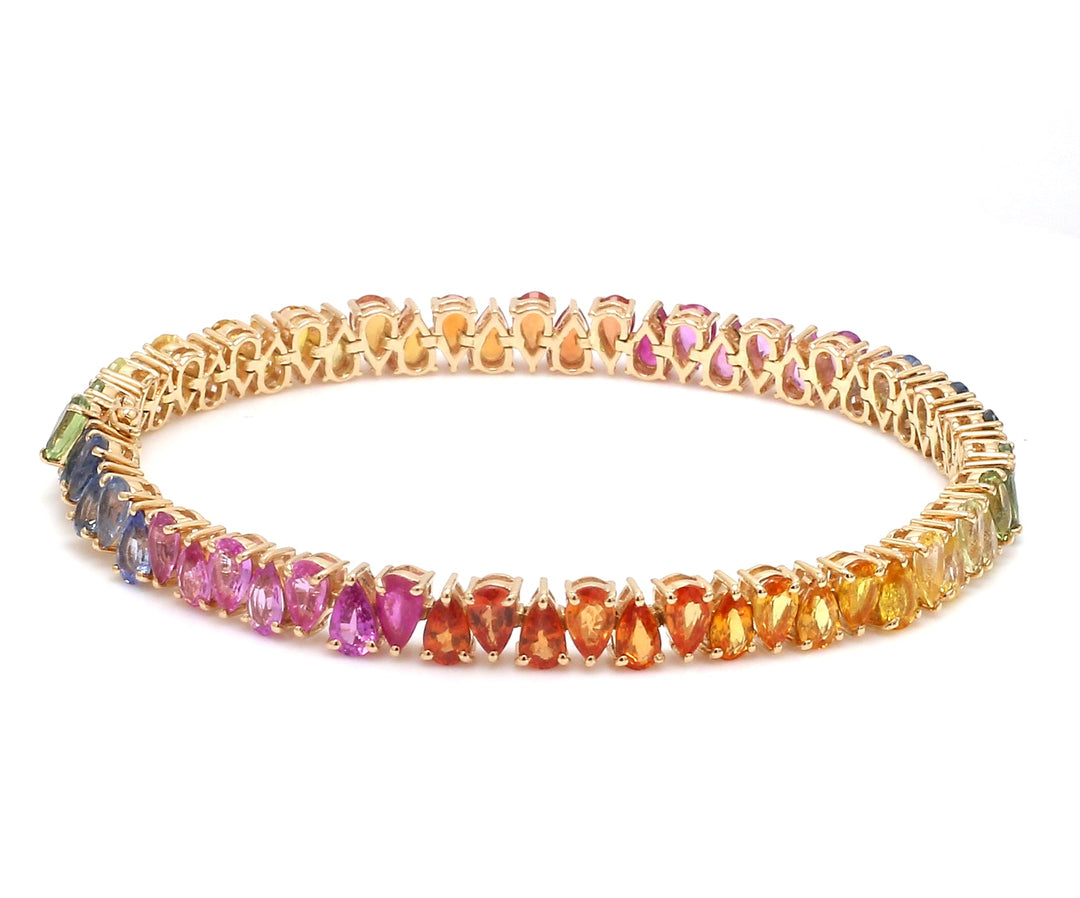 Rainbow Sapphire Pear Upside Down Tennis Bracelet - qivii