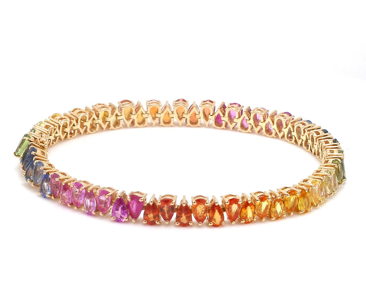 Rainbow Sapphire Pear Upside Down Tennis Bracelet - qivii