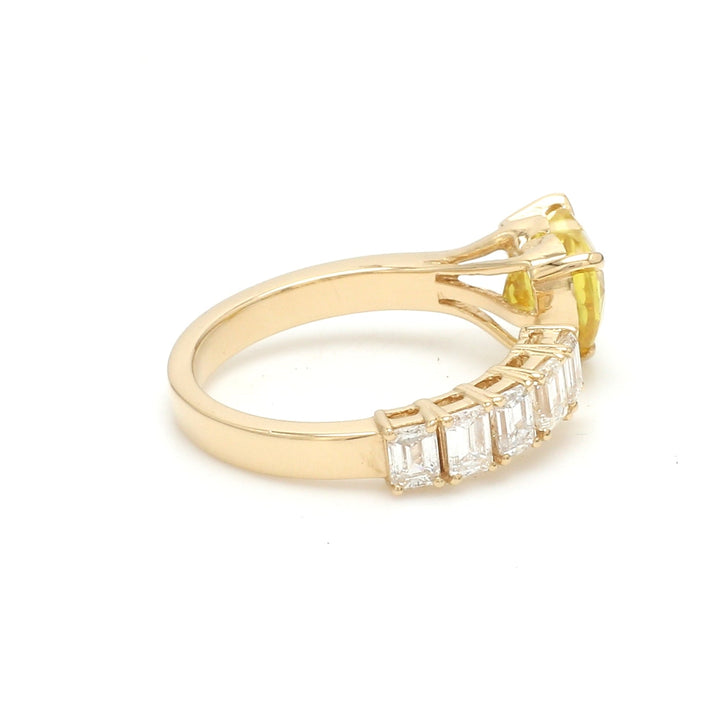 Yellow Sapphire Heart Diamond Open Ring - qivii