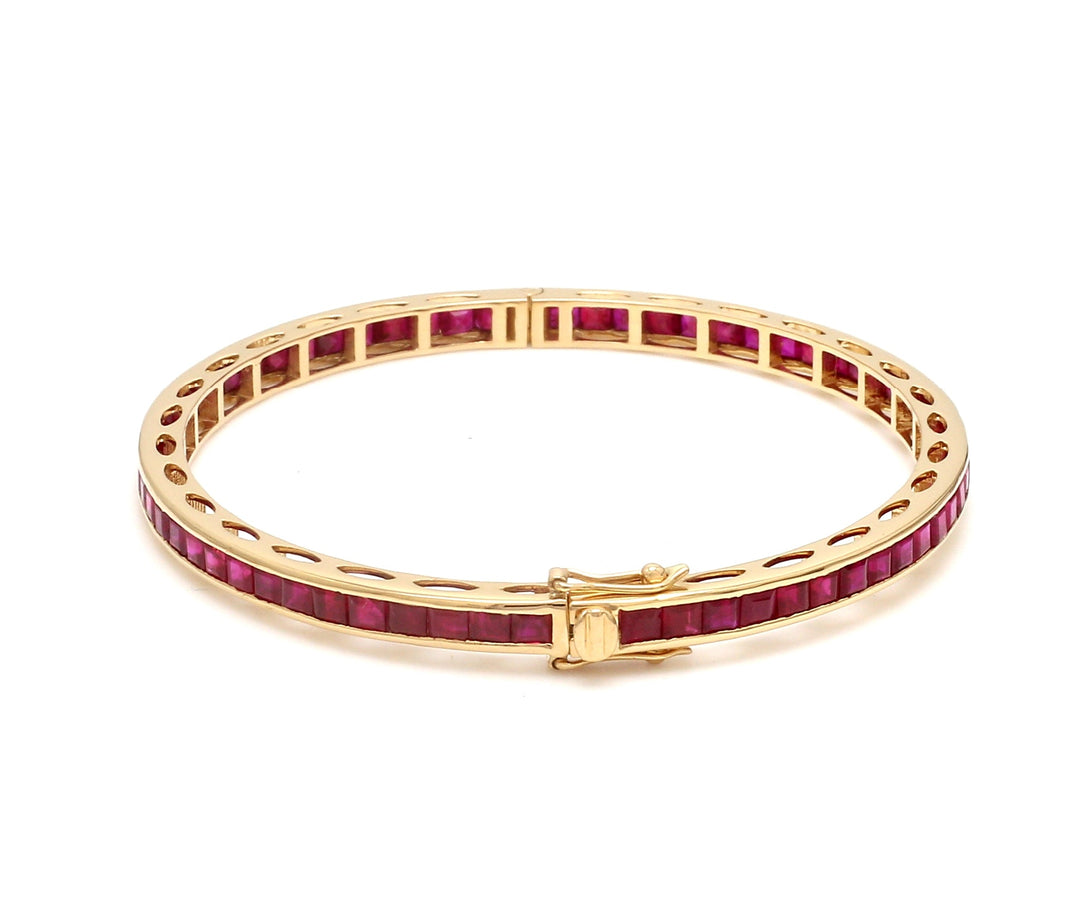 Ruby Princess Cut Channel Set Bangle - qivii