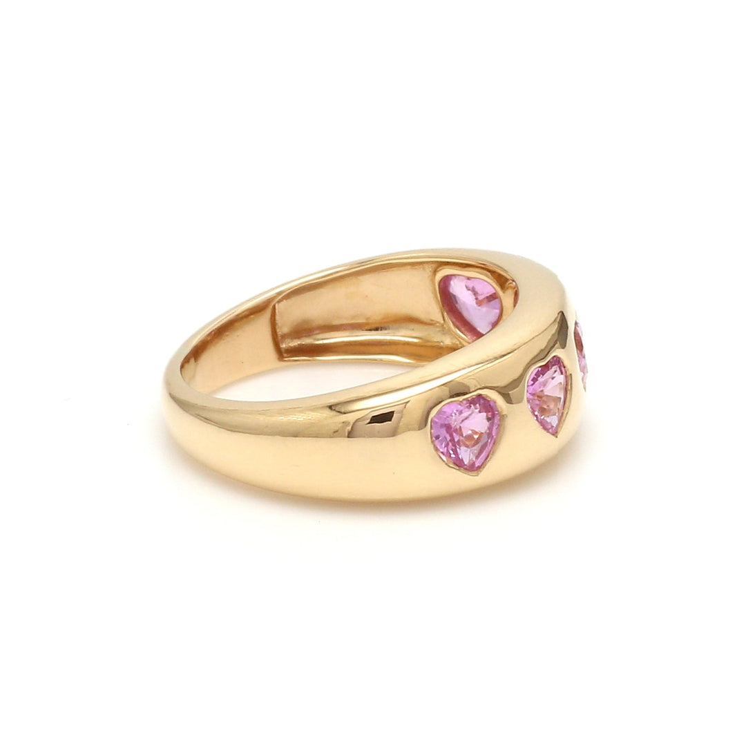 Pink Sapphire Five Heart Chunky Ring - qivii