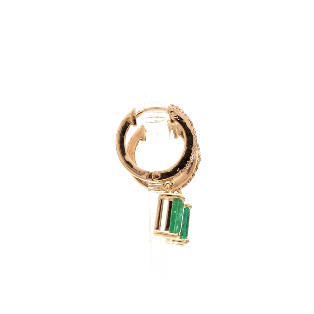 Emerald Octogen Mini Huggies Earrings - qivii