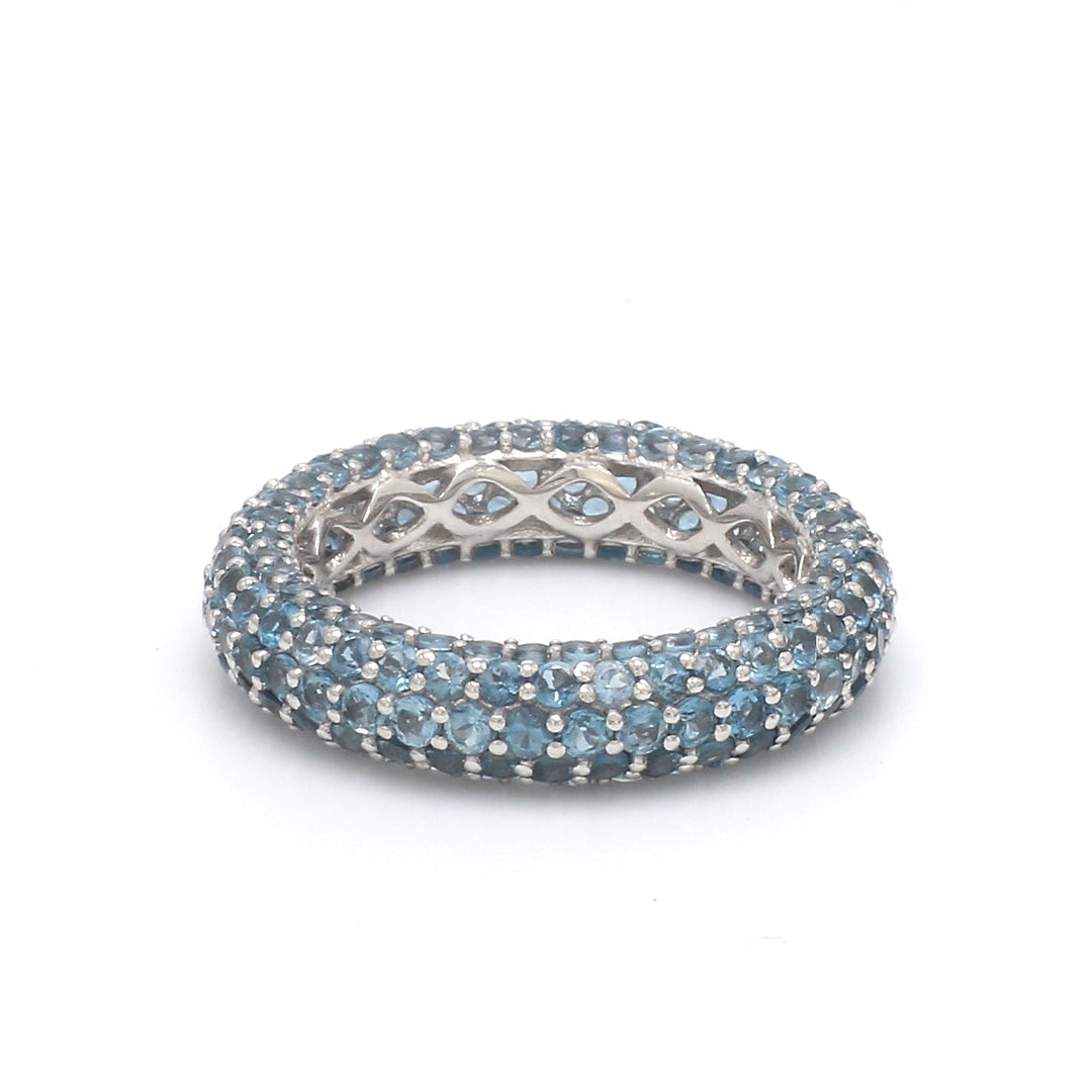 Blue Topaz Round Pave Ring - qivii