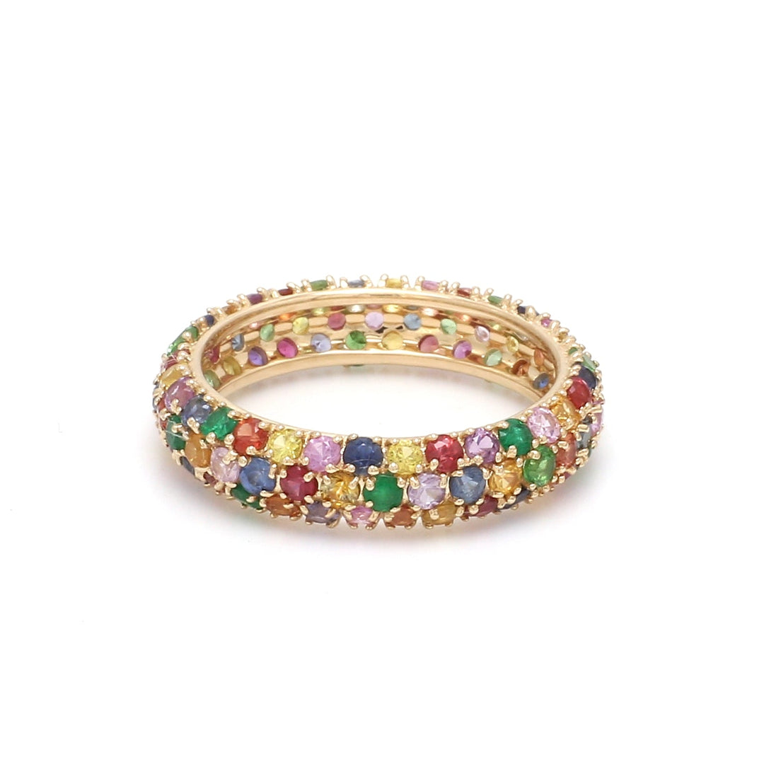 Rainbow Sapphire Random Pave Ring - qivii