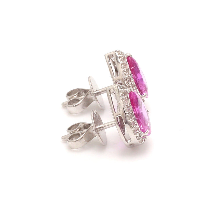 Pink Sapphire Pear Diamond Studs - qivii
