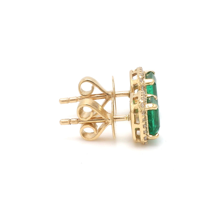 Emerald Octagon Diamond Studs - qivii
