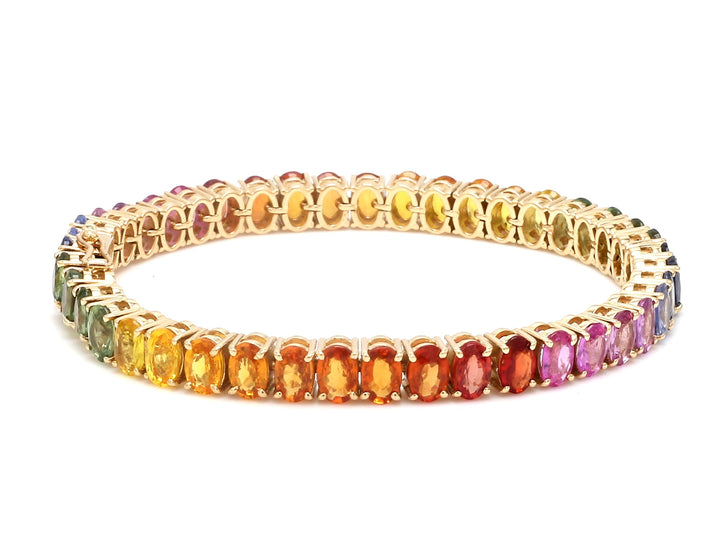 Rainbow Sapphire 6x4MM Oval Bracelet - qivii