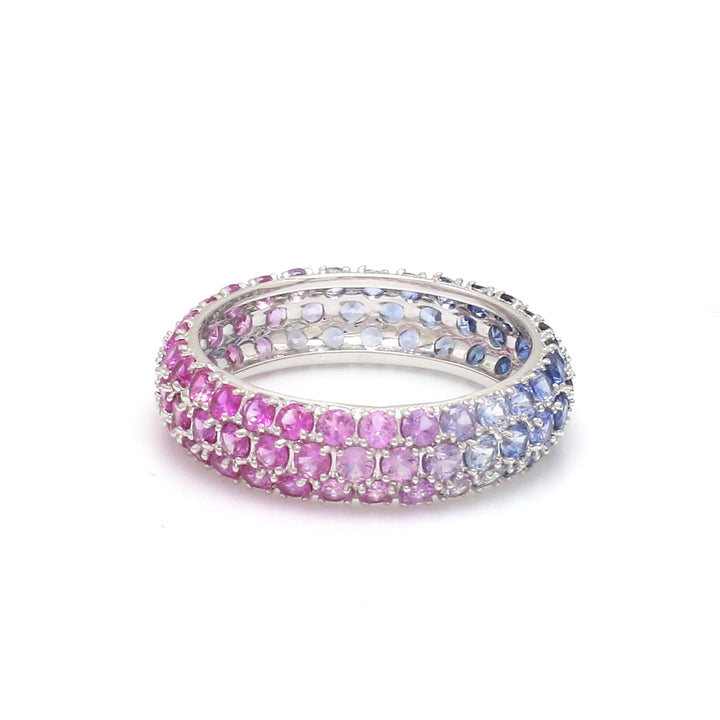 Blue Pink Purple Sapphire Pave Ombre Ring - qivii