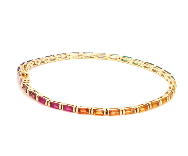 Rainbow Gemstone Baguette Bracelet - qivii