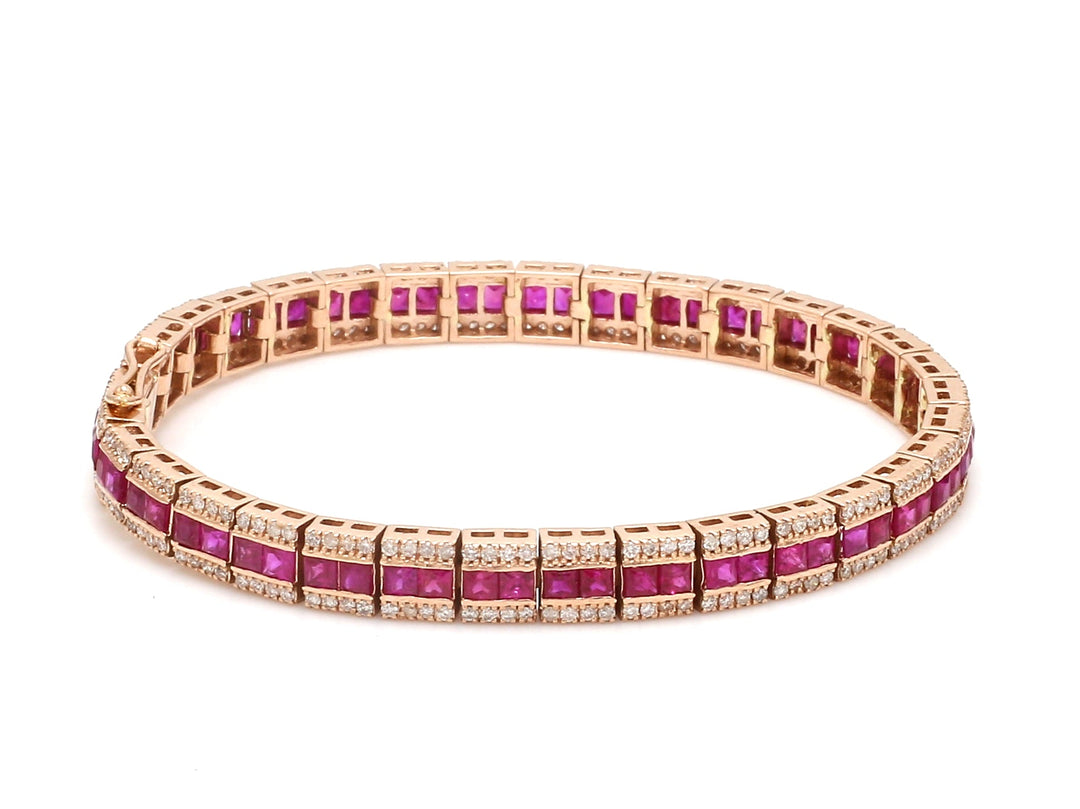 Ruby and Diamond Channel Set Bracelet - qivii