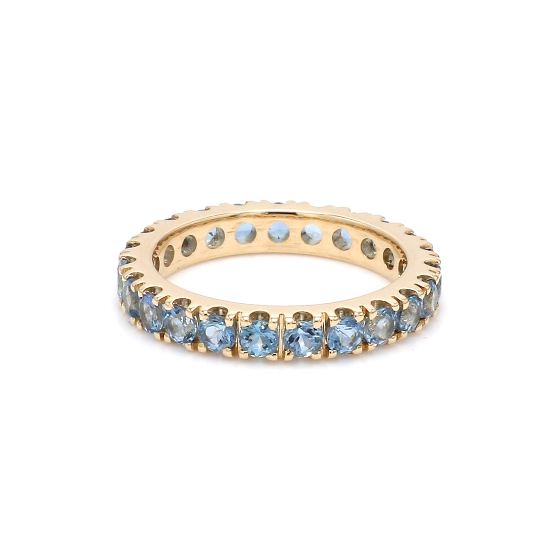 Aquamarine Round Eternity Band Ring - qivii