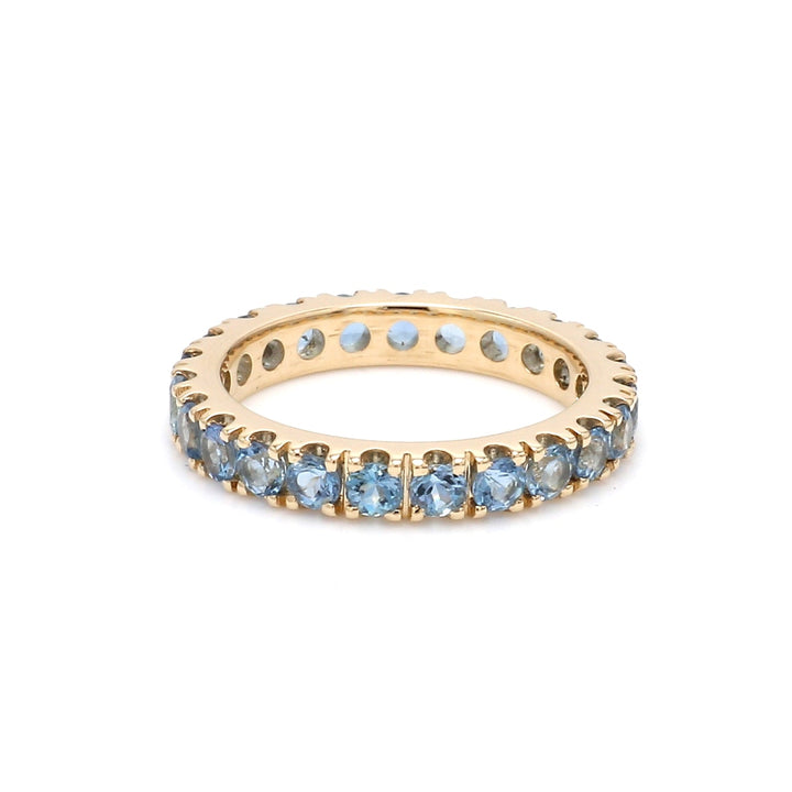 Aquamarine Round Eternity Band Ring - qivii