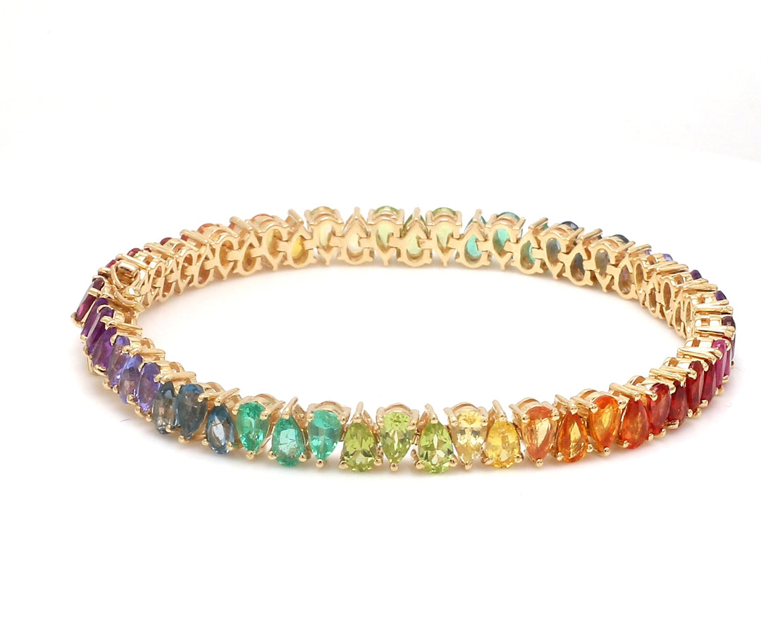 Rainbow Gemstone Pear Alternate Tennis Bracelet - qivii