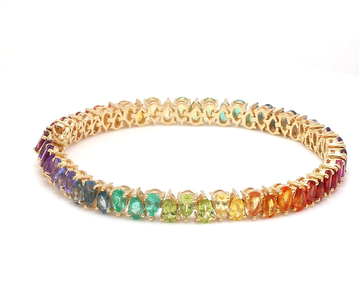 Rainbow Gemstone Pear Alternate Tennis Bracelet - qivii