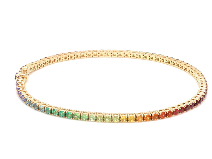 Rainbow Gemstone 2.50MM Tennis Bracelet - qivii