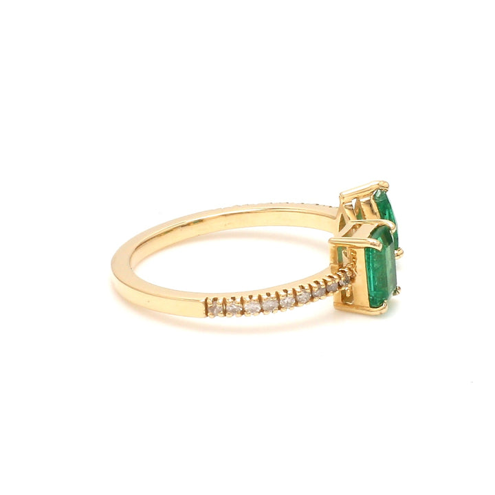 Emerald Octagon Pear Diamond Open Ring - qivii