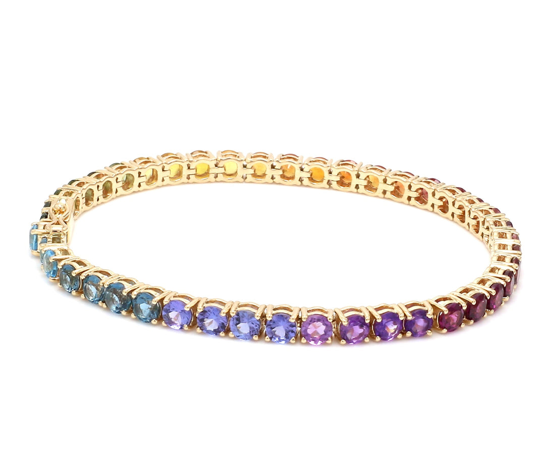 Rainbow Gemstone 4MM Round Bracelet - qivii