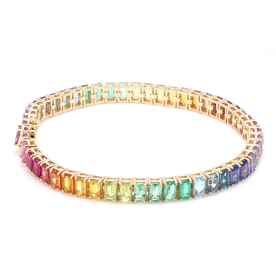 Rainbow Gemstone Emerald Cut Bracelet - qivii