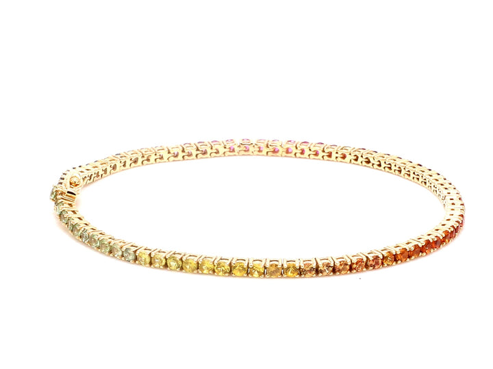 Rainbow Sapphire 2MM Bracelet (Single Rainbow) - qivii