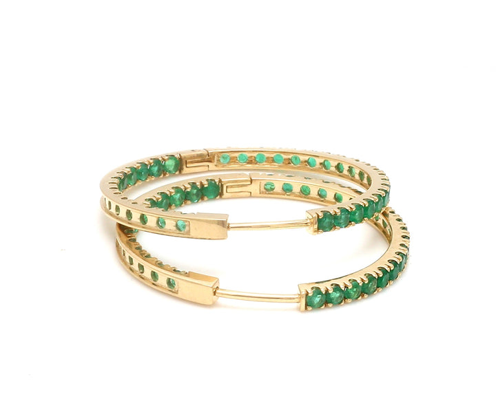 Emerald Round Big Hoops Thin Earrings - qivii