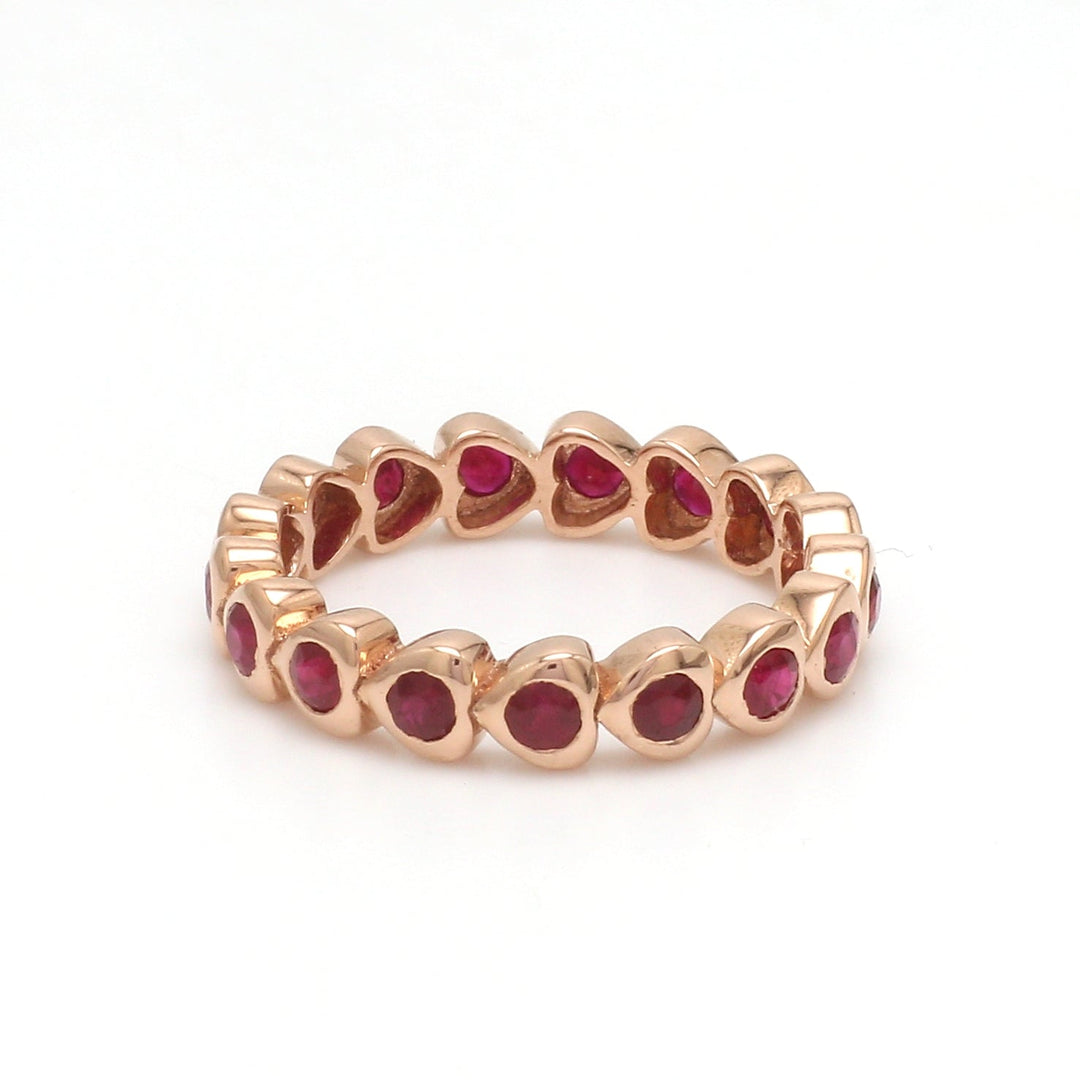 Ruby Heart Round Ring - qivii