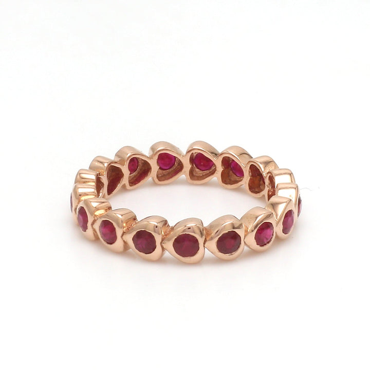 Ruby Heart Round Ring - qivii