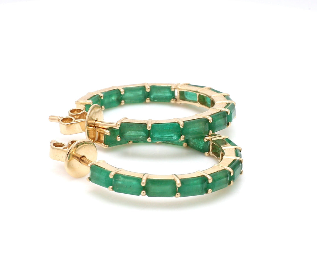 Emerald Octagon Small Hoops - qivii