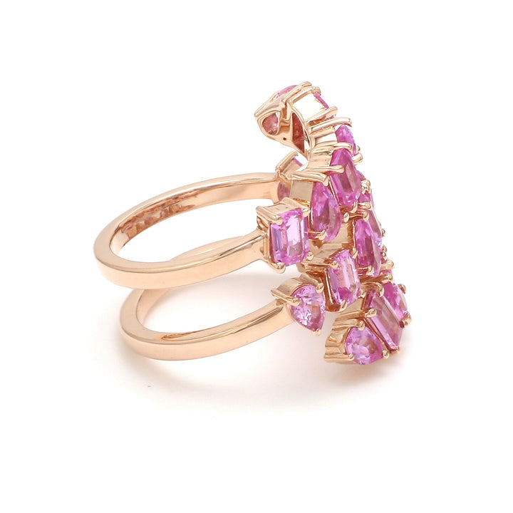 Pink Sapphire Mix Shape Spiral Ring - qivii