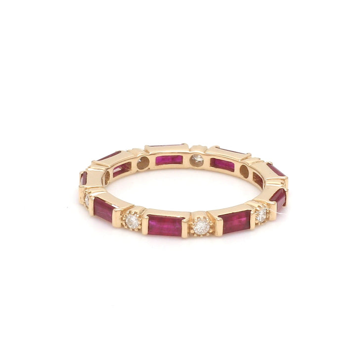 Ruby Baguettes Diamond Antique Ring - qivii