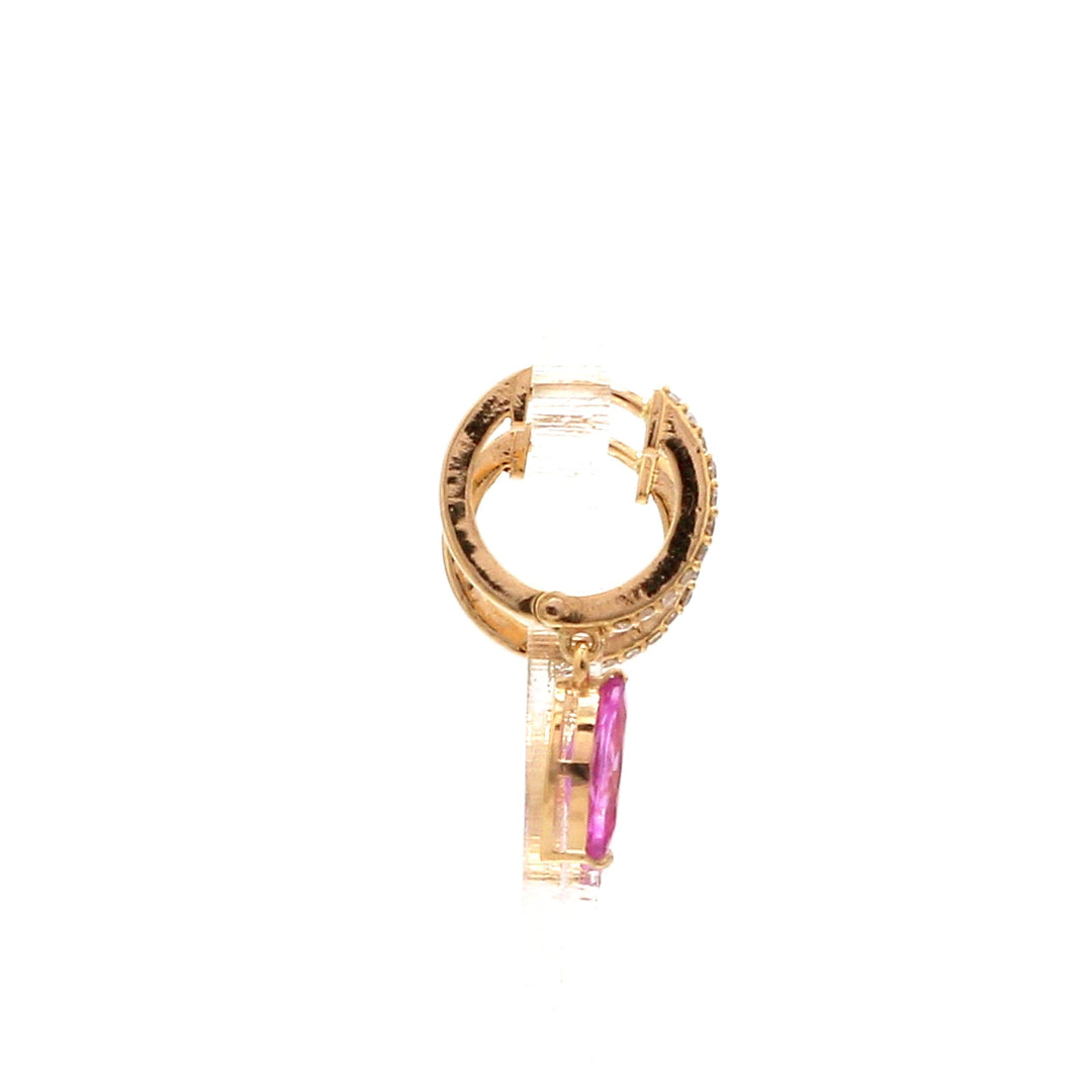 Pink Sapphire Marquise Mini Huggies Earrings - qivii
