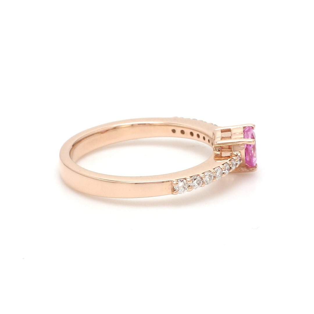 Pink Sapphire Heart Solitaire Ring - qivii