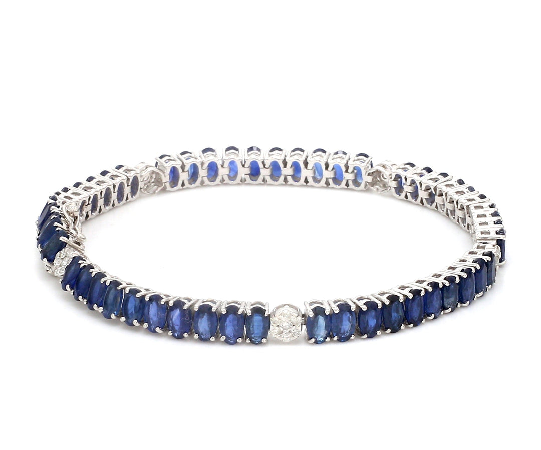 Blue Sapphire Oval Diamond Bracelet - qivii