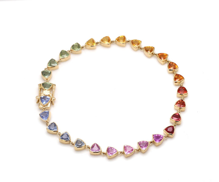 Rainbow Sapphire Trillion Link Bracelet - qivii