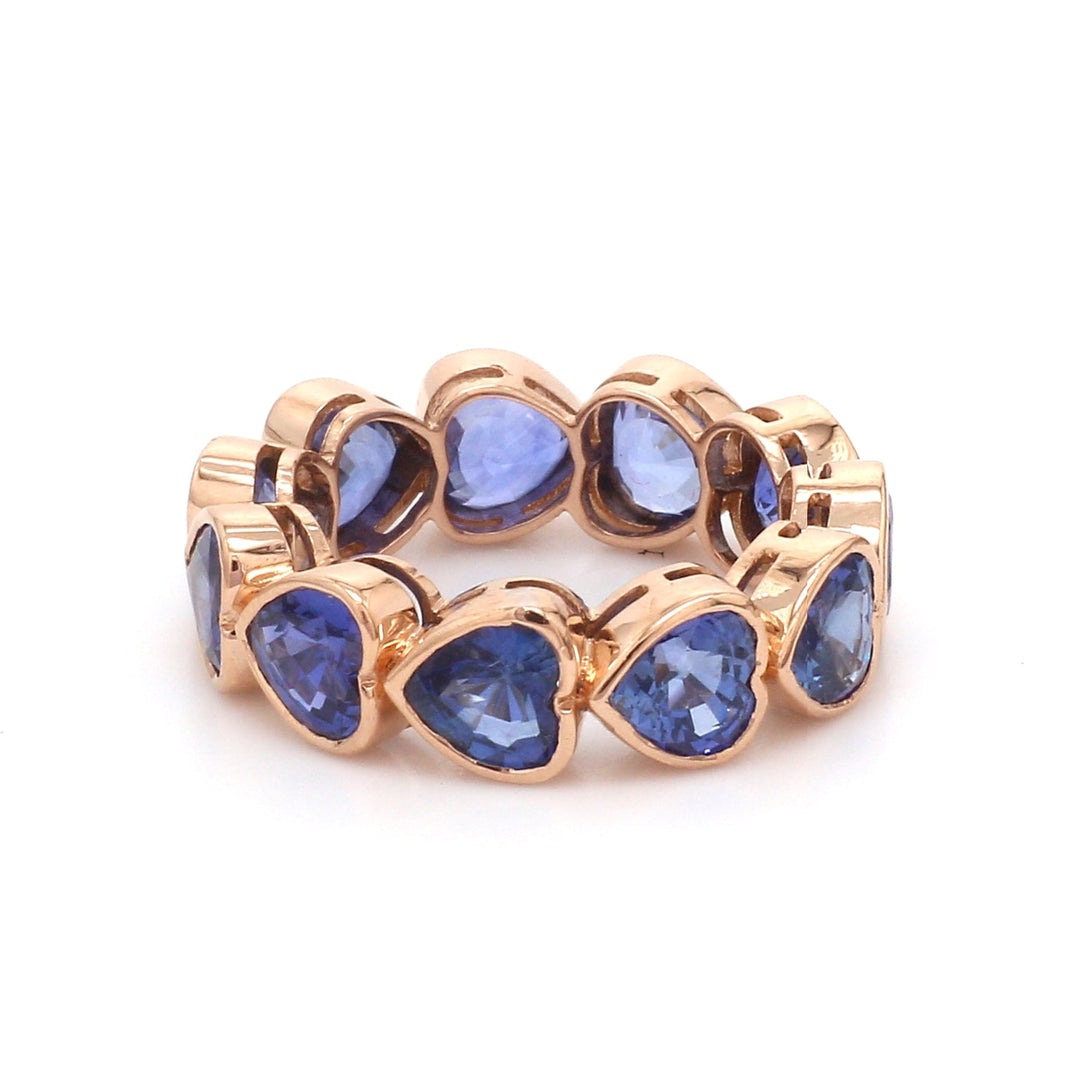 Blue Sapphire Heart Bezel Set Ring - qivii