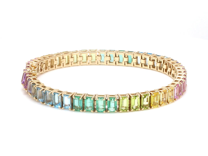 Rainbow Gemstone Emerald Cut Pastel Bracelet - qivii