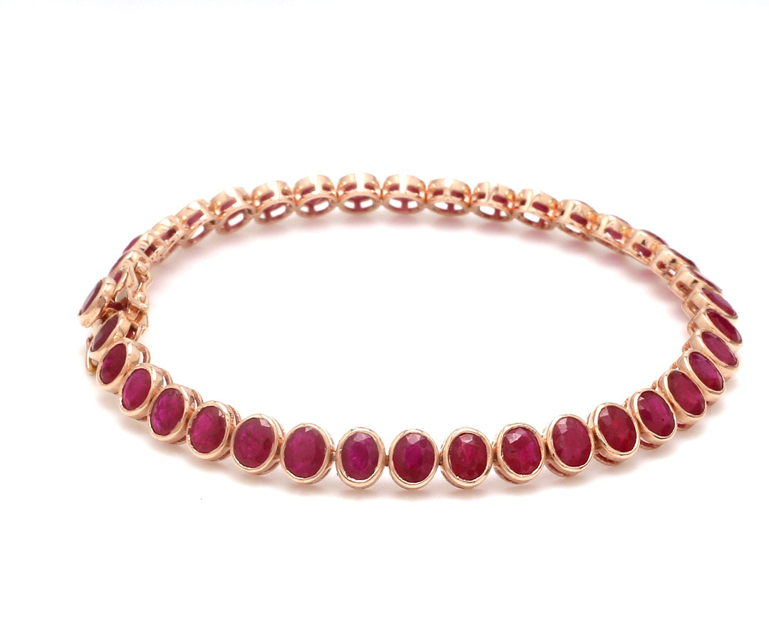 Ruby Oval Bezel Set Tennis Bracelet - qivii