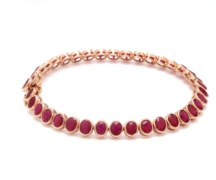 Ruby Oval Bezel Set Tennis Bracelet - qivii