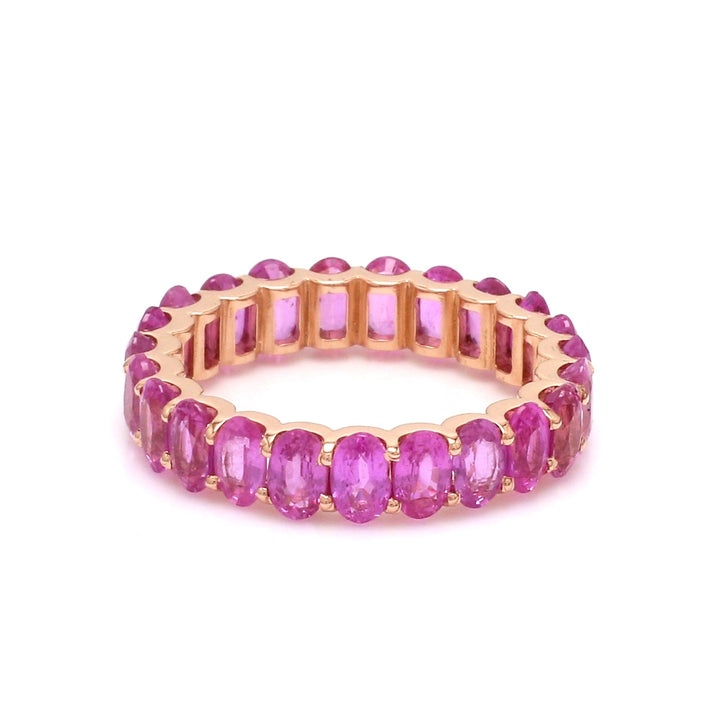 Pink Sapphire Oval Cut Eternity Band Ring - qivii